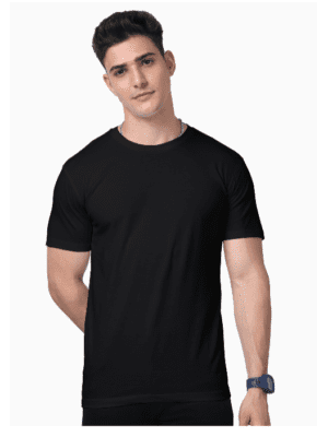 Everyday Men Suprima Black Solid Round Neck T-shirt